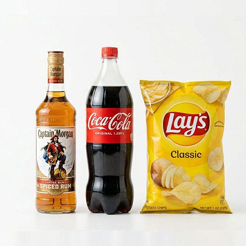 Captain Morgan 70 cl +1 coca 1.25L+ 1 chips Lays