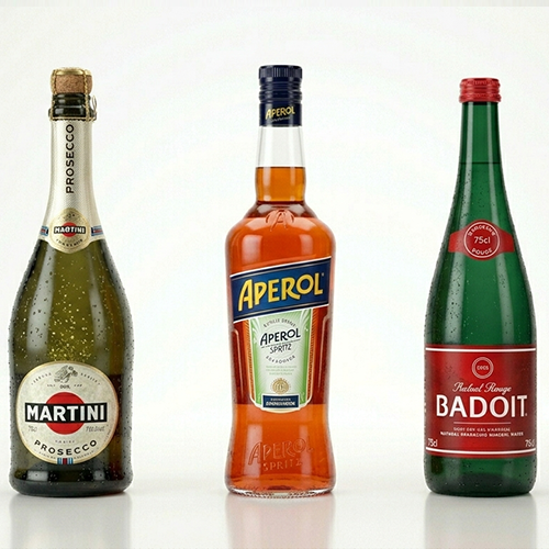 Aperlo spritz : 1 martini proseco +1 badoit rouge + 1 aperol